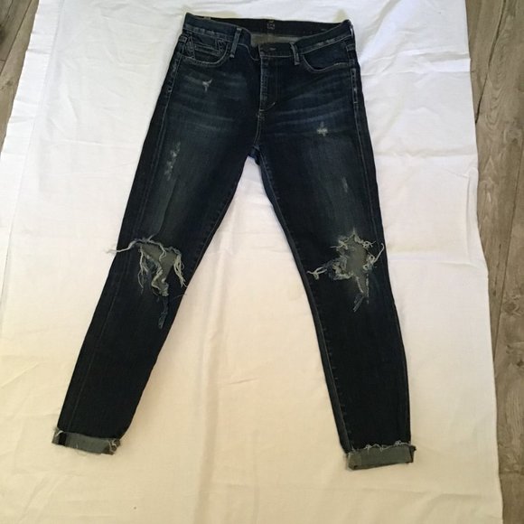 Citizens Of Humanity Dark Blue Distressed Skinny Jeans - Picture 1 of 15